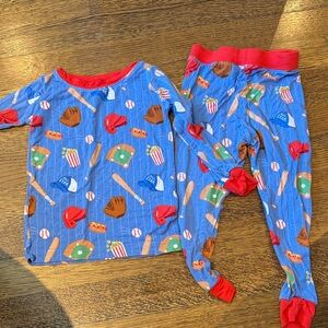 Baseball Little Sleepies Pajamas Set - Blue and Red